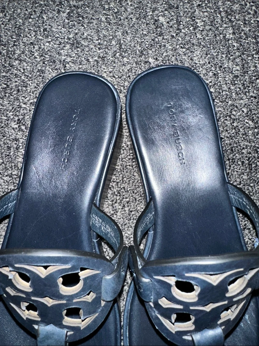 Women’s Tory Burch Navy Blue Platform Sandals Size 5.5 - Picture 2 of 7